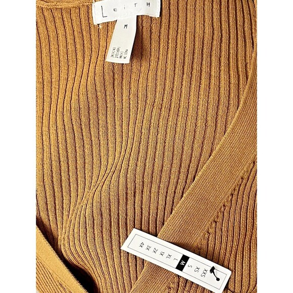 Leith Henley V-Neck Sweater Medium NWT Neutral Ribbed Pullover Soft Knit Cottage - Picture 4 of 4